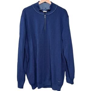 Teodor 3XL Merino Wool Quarter Zip Blue Men’s Pullover Sweater